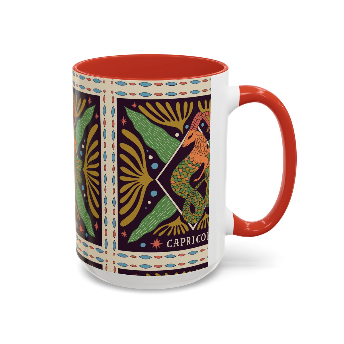 Colorful Capricorn Mug, Custom Ceramic Coffee Cup 11oz & 15oz Zodiac Design - Ira World Art LLC