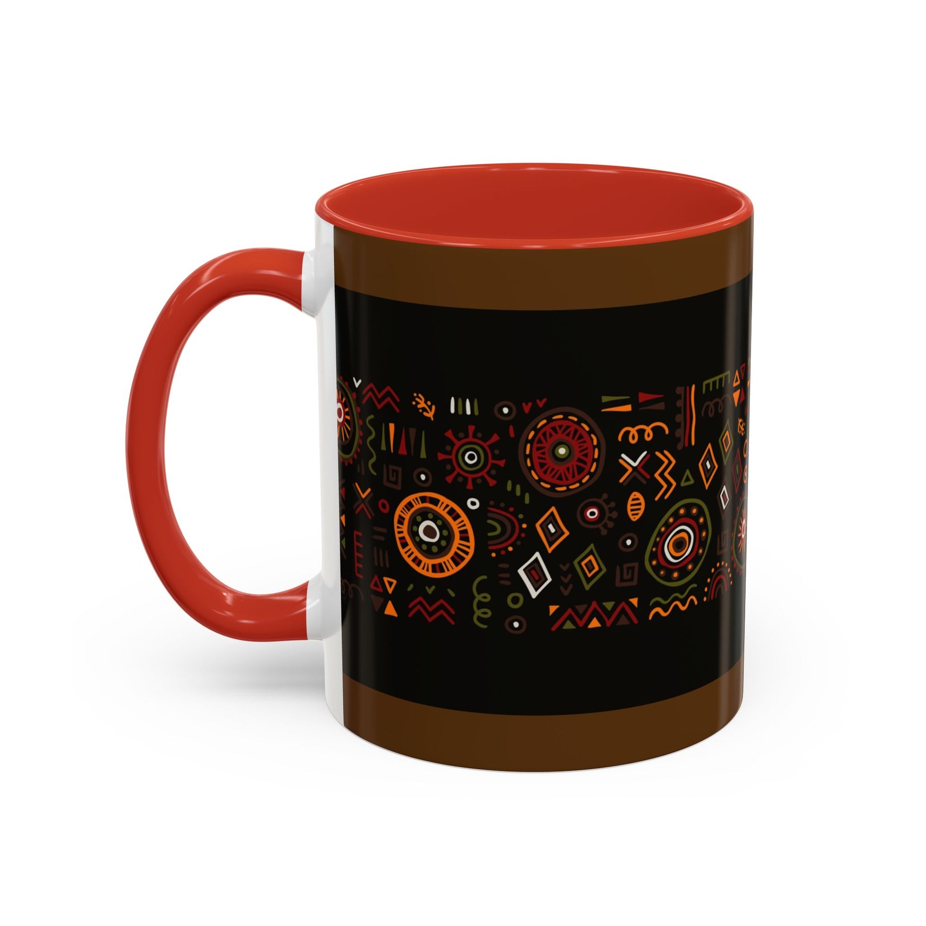 Tribal Ceramic Coffee Mug, Afrocentric Colorful Design, Custom 11oz & 15oz - Ira World Art LLC