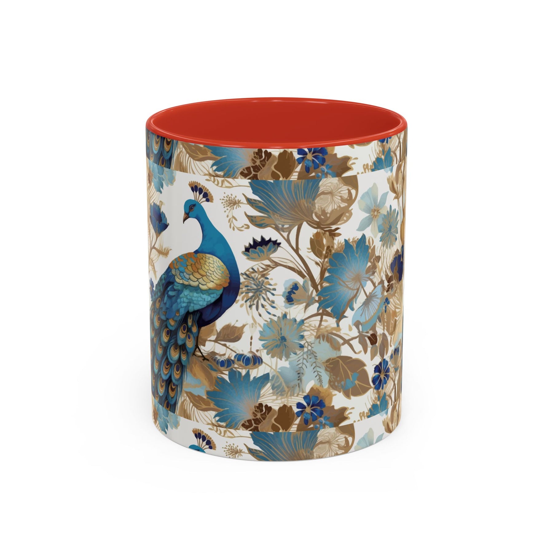 Elegant Peacock Ceramic Coffee Mug, Colorful 11oz & 15oz Custom Design - Ira World Art LLC