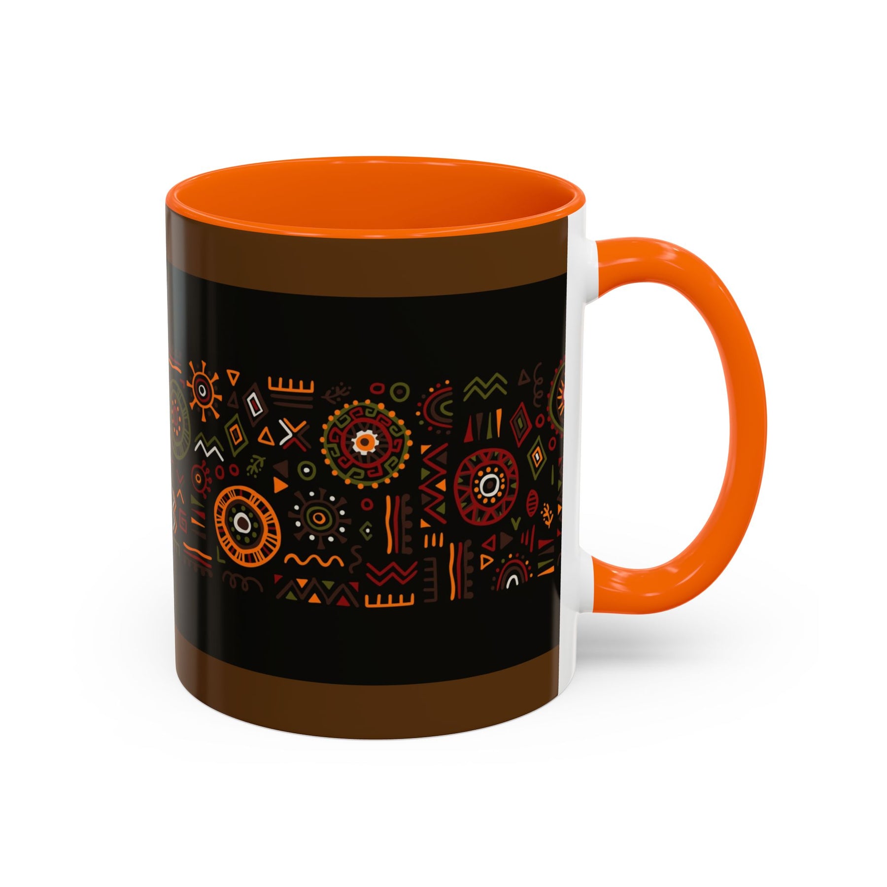 Tribal Ceramic Coffee Mug, Afrocentric Colorful Design, Custom 11oz & 15oz - Ira World Art LLC