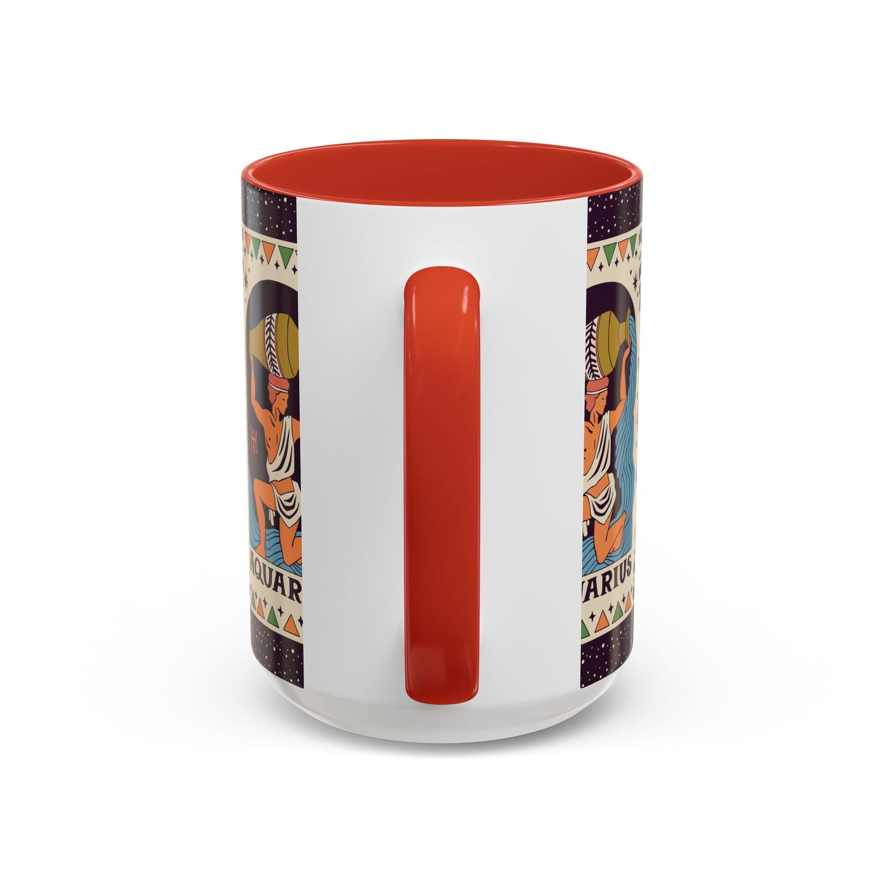 Aquarius Zodiac Painted Mug, Custom Ceramic 11oz and 15oz Coffee Cup - Ira World Art LLC