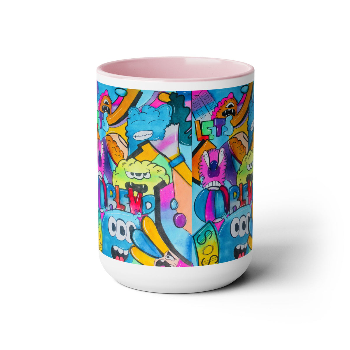 Colorful Two-Tone 15oz Kids Mug with Durable Ceramic, School & Toddler Design - Ira World Art LLC