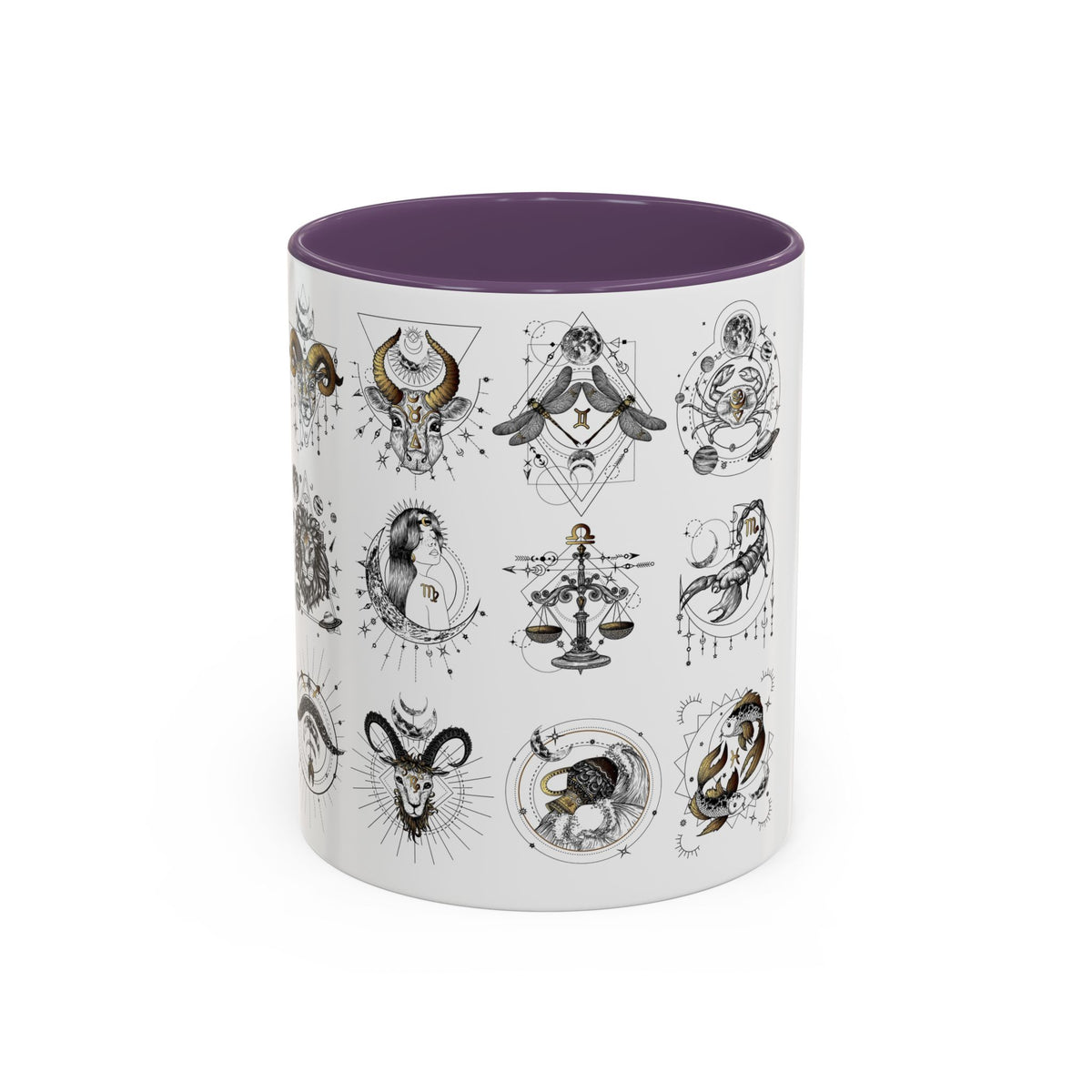 Zodiac Accent Ceramic Coffee Mug with Vibrant Horoscope Design 11oz & 15oz - Ira World Art LLC