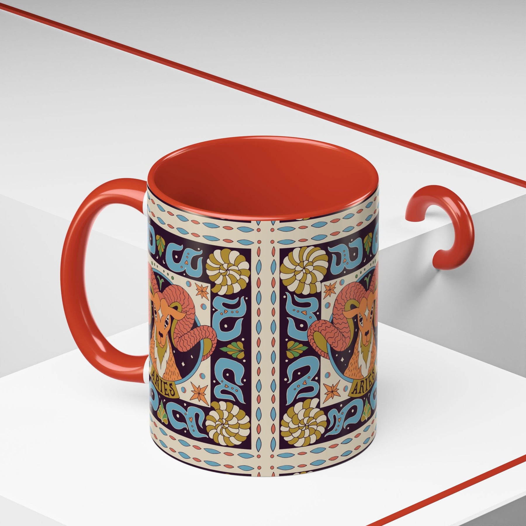 Colorful Capricorn Coffee Mug, Custom Ceramic 11oz & 15oz Zodiac Design - Ira World Art LLC