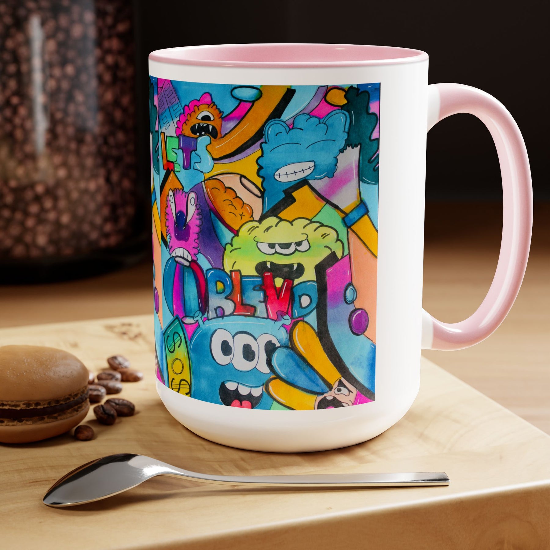 Colorful Two-Tone 15oz Kids Mug with Durable Ceramic, School & Toddler Design - Ira World Art LLC