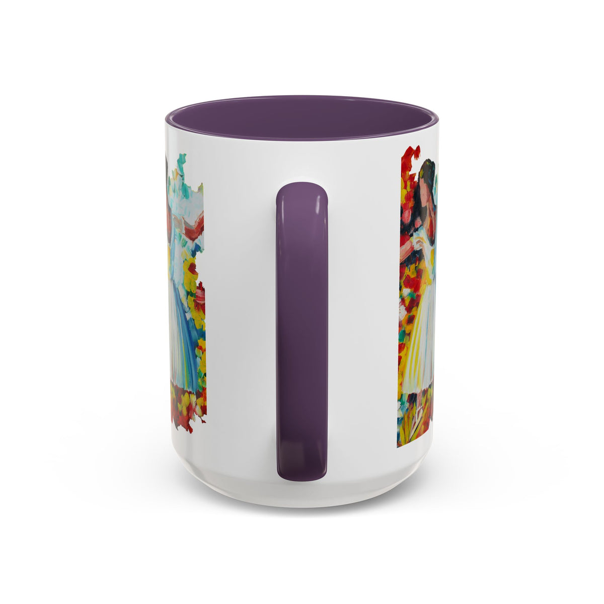Colorful Ballet Latte Mug, Artistic Ceramic Coffee Cup with Floral Design - Ira World Art LLC