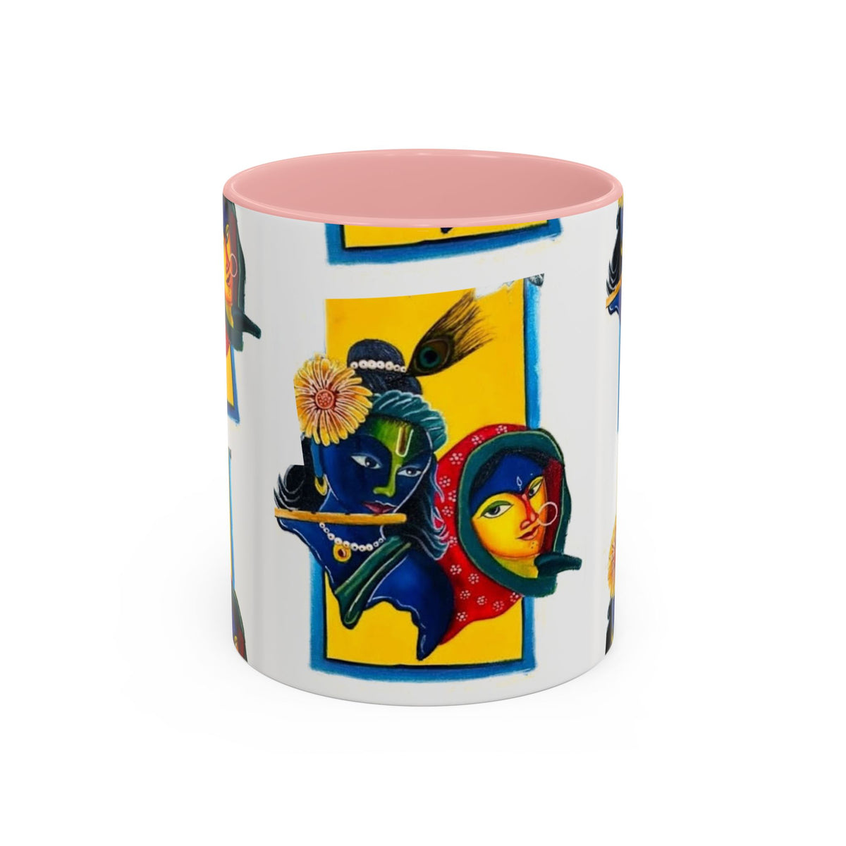 Colorful Ceramic Mug with Unique Hindu Art Design, 11oz & 15oz Aesthetic Gift - Ira World Art LLC
