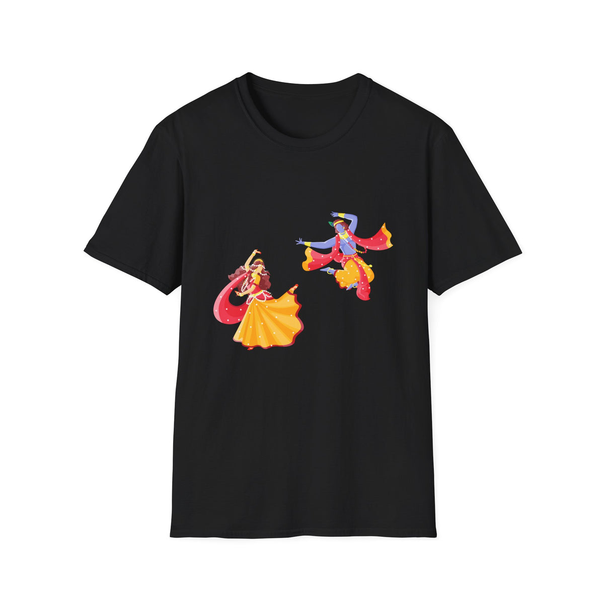 Radha Krishna Unisex Softstyle T-Shirt, Hindu Deity Tee, Spiritual Apparel, Yoga Top, Festival Clothing - Ira World Art LLC