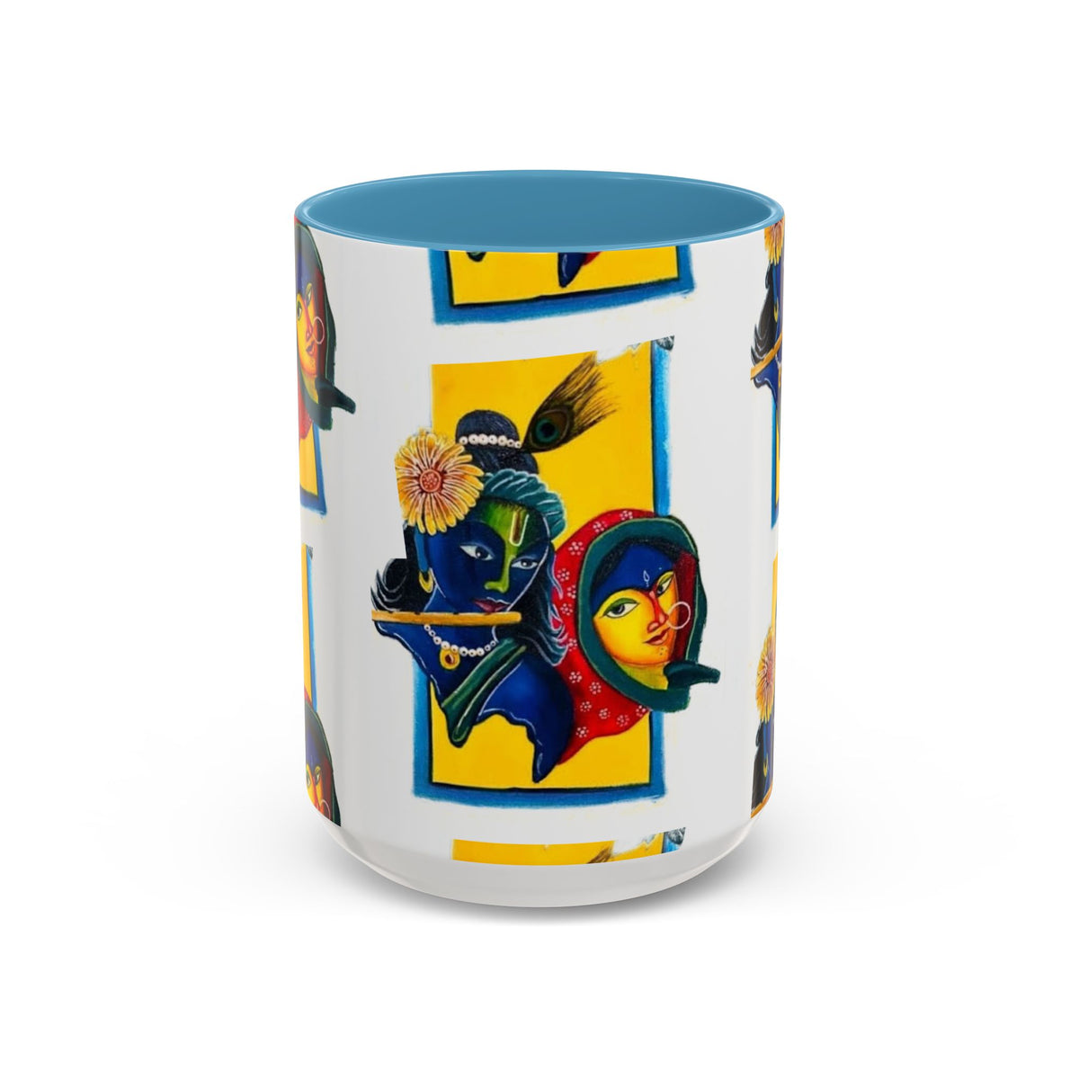 Colorful Ceramic Mug with Unique Hindu Art Design, 11oz & 15oz Aesthetic Gift - Ira World Art LLC