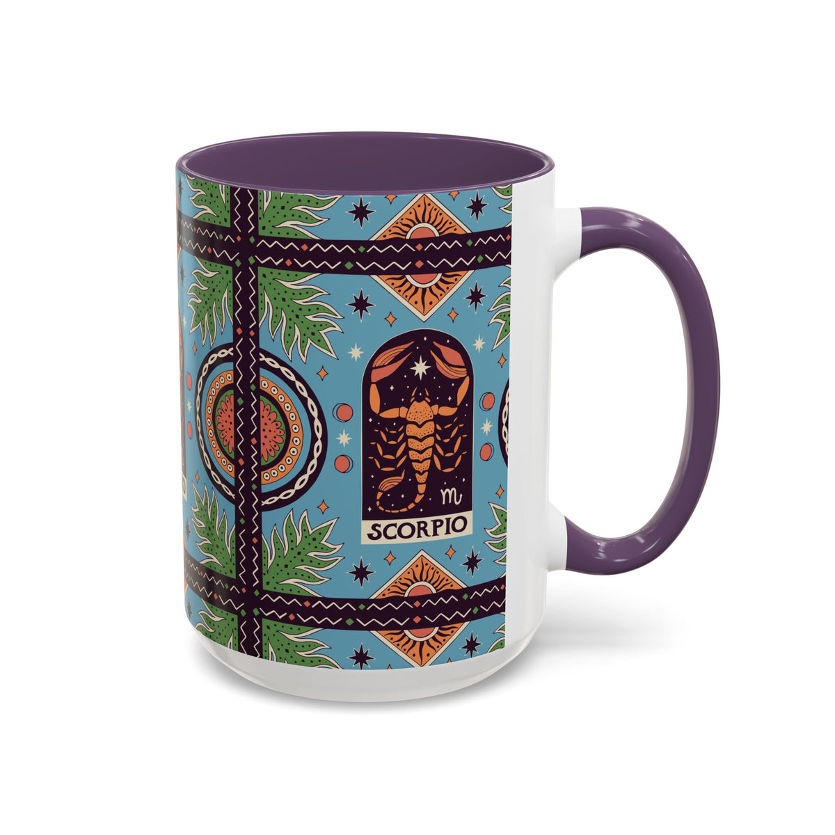 Colorful Scorpio Zodiac Ceramic Mug, Custom 11oz & 15oz Coffee Cup Design - Ira World Art LLC