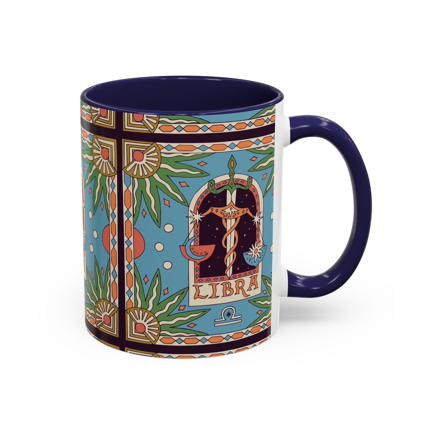 Custom Libra Coffee Mug, Colorful Ceramic 11oz & 15oz Zodiac Design - Ira World Art LLC