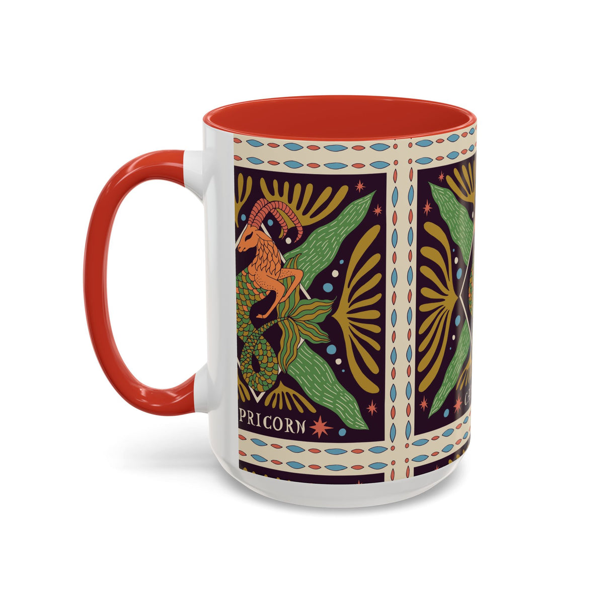 Colorful Capricorn Mug, Custom Ceramic Coffee Cup 11oz & 15oz Zodiac Design - Ira World Art LLC