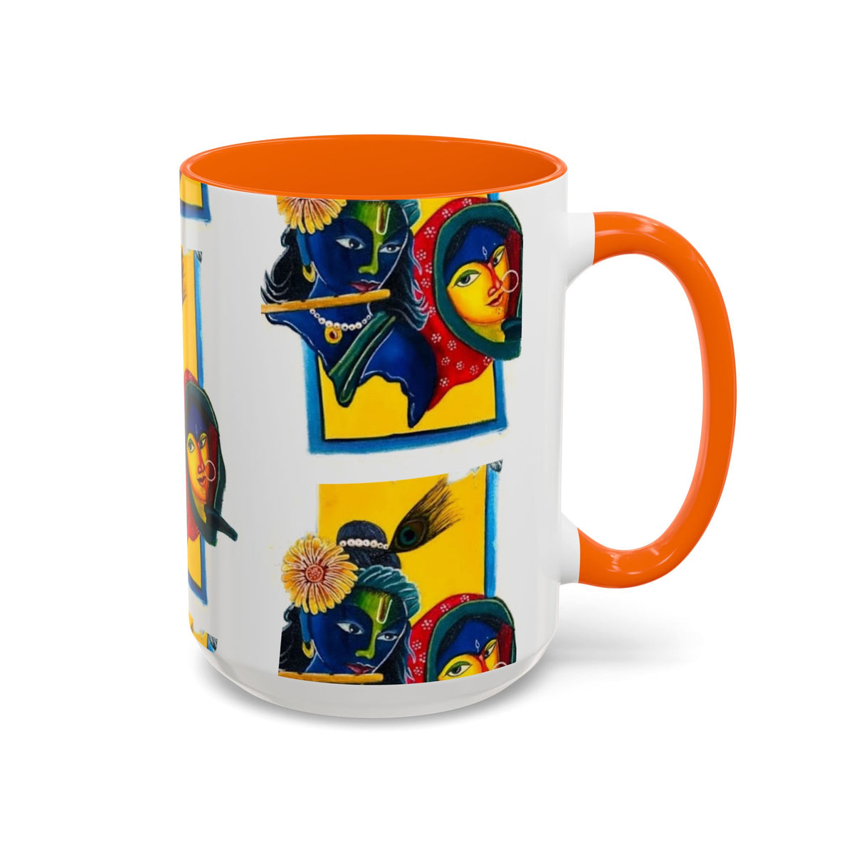Colorful Ceramic Mug with Unique Hindu Art Design, 11oz & 15oz Aesthetic Gift - Ira World Art LLC