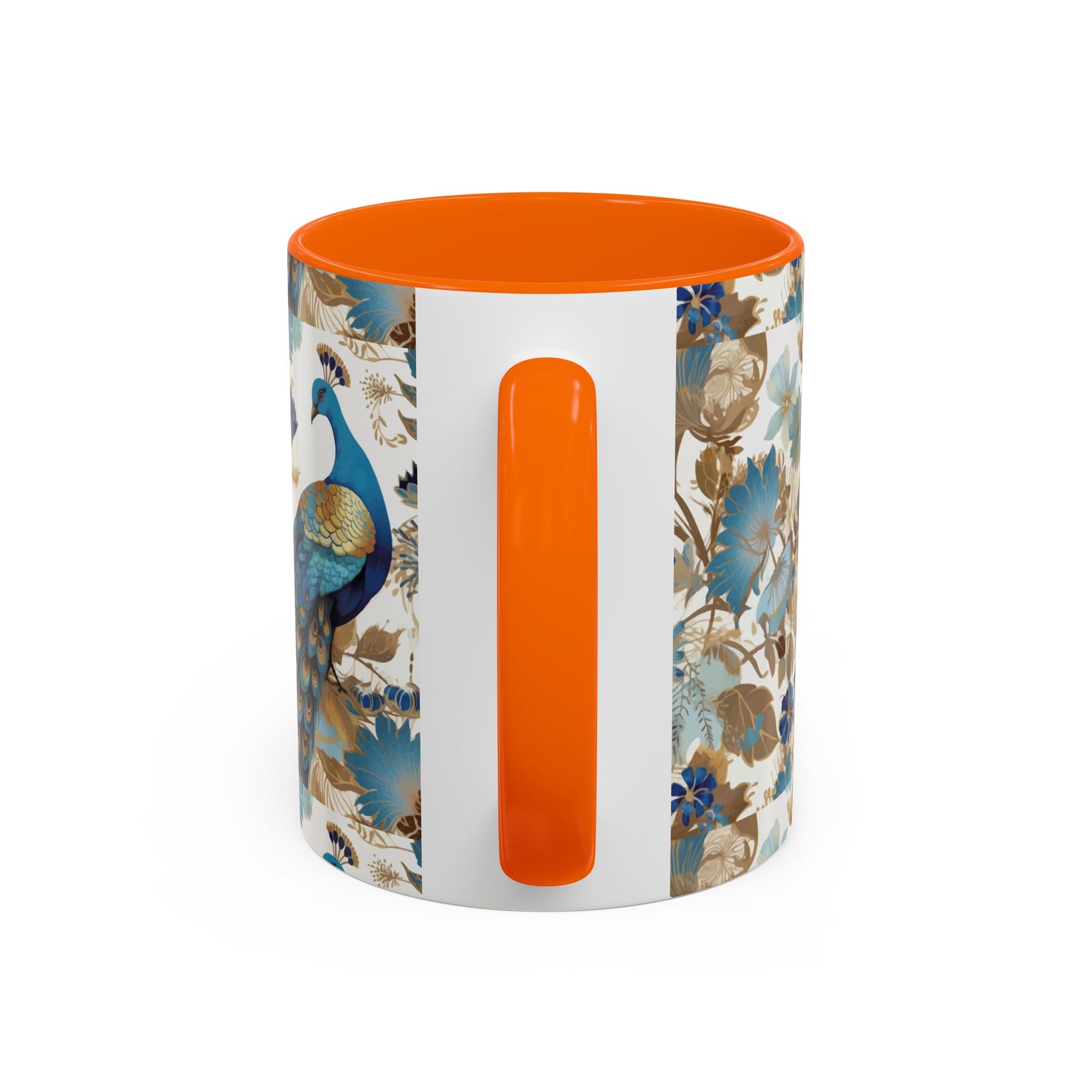 Elegant Peacock Ceramic Coffee Mug, Colorful 11oz & 15oz Custom Design - Ira World Art LLC