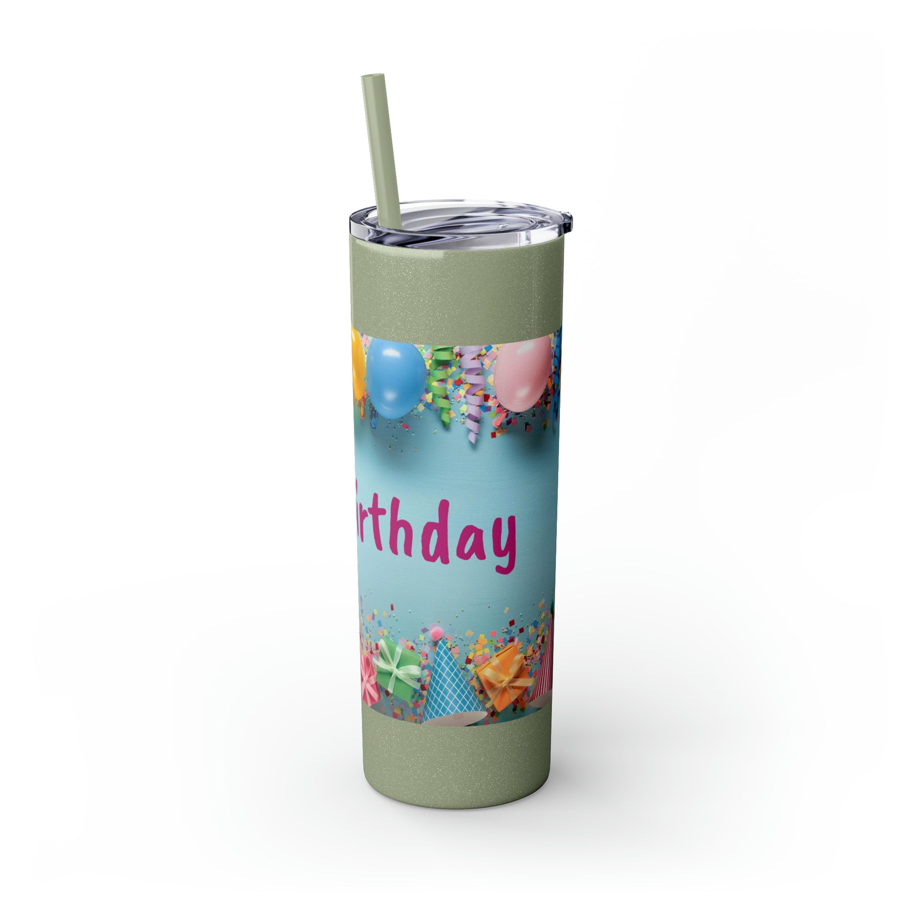 Birthday Skinny Tumbler with Straw – Celebrate in Sip-worthy Fashion!, 20oz - Ira World Art LLC