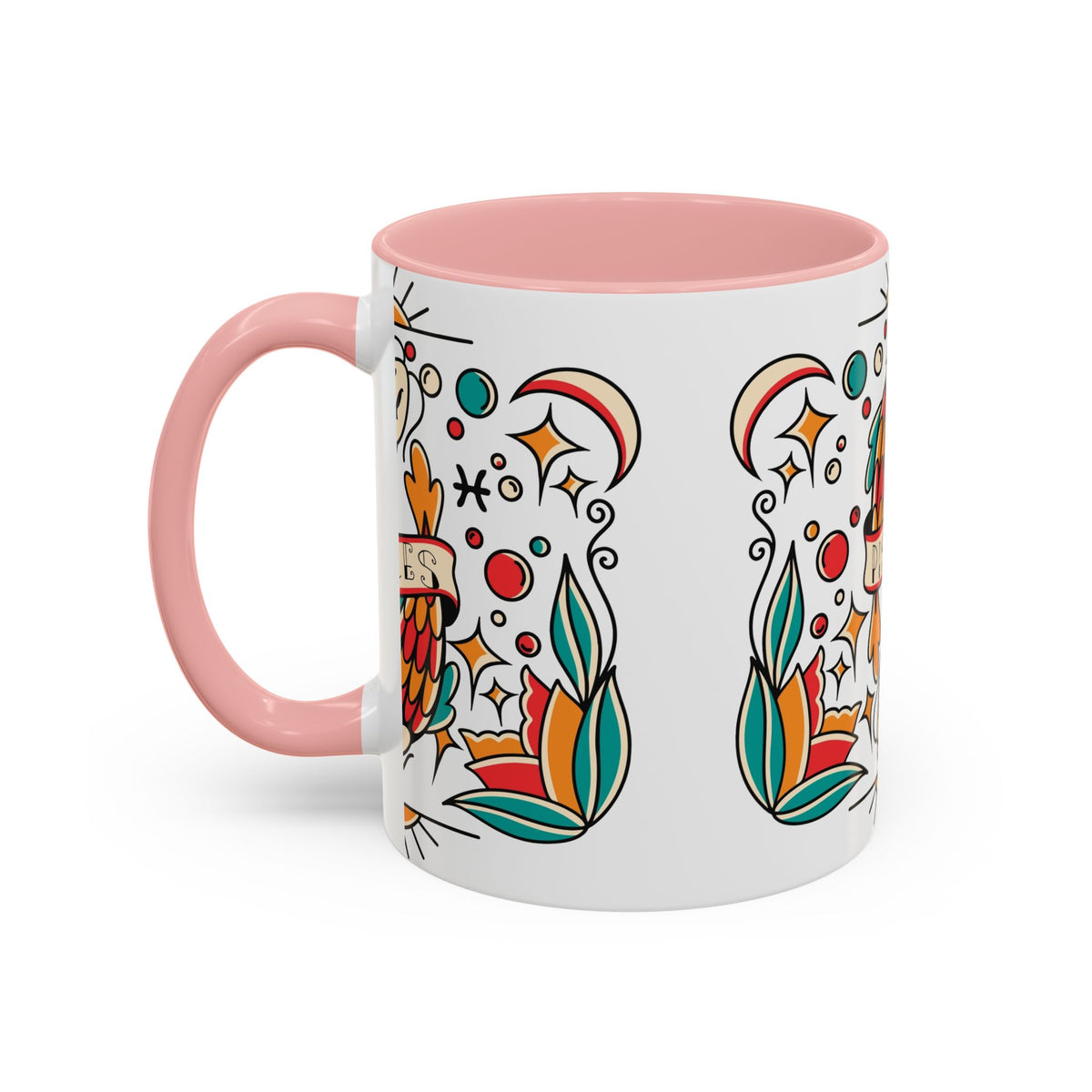 Colorful Pisces Zodiac Mug, Painted Ceramic 11oz Unique Coffee Cup - Ira World Art LLC