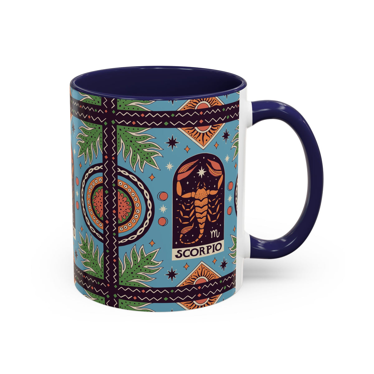 Colorful Scorpio Zodiac Ceramic Mug, Custom 11oz & 15oz Coffee Cup Design - Ira World Art LLC