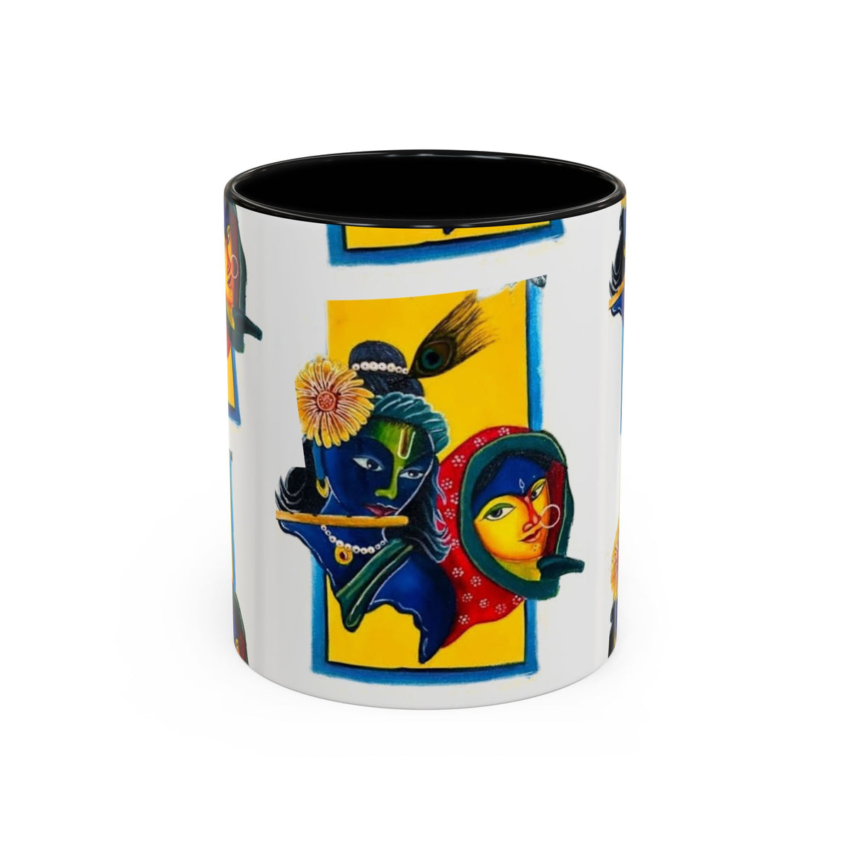 Colorful Ceramic Mug with Unique Hindu Art Design, 11oz & 15oz Aesthetic Gift - Ira World Art LLC