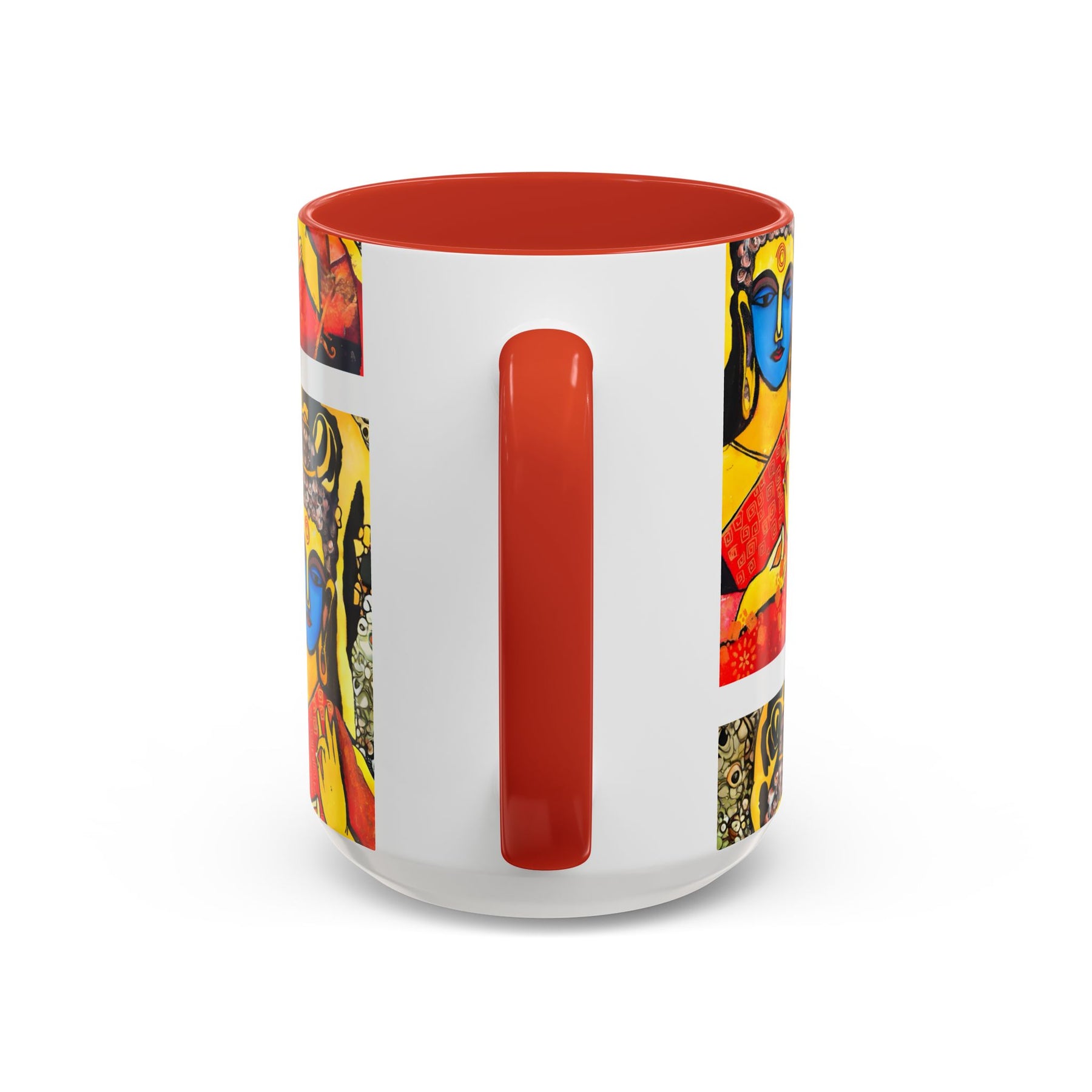 Inspirational Yoga Ceramic Mug, Colorful Buddhist Painting, 11oz & 15oz Unique Coffee Cup - Ira World Art LLC