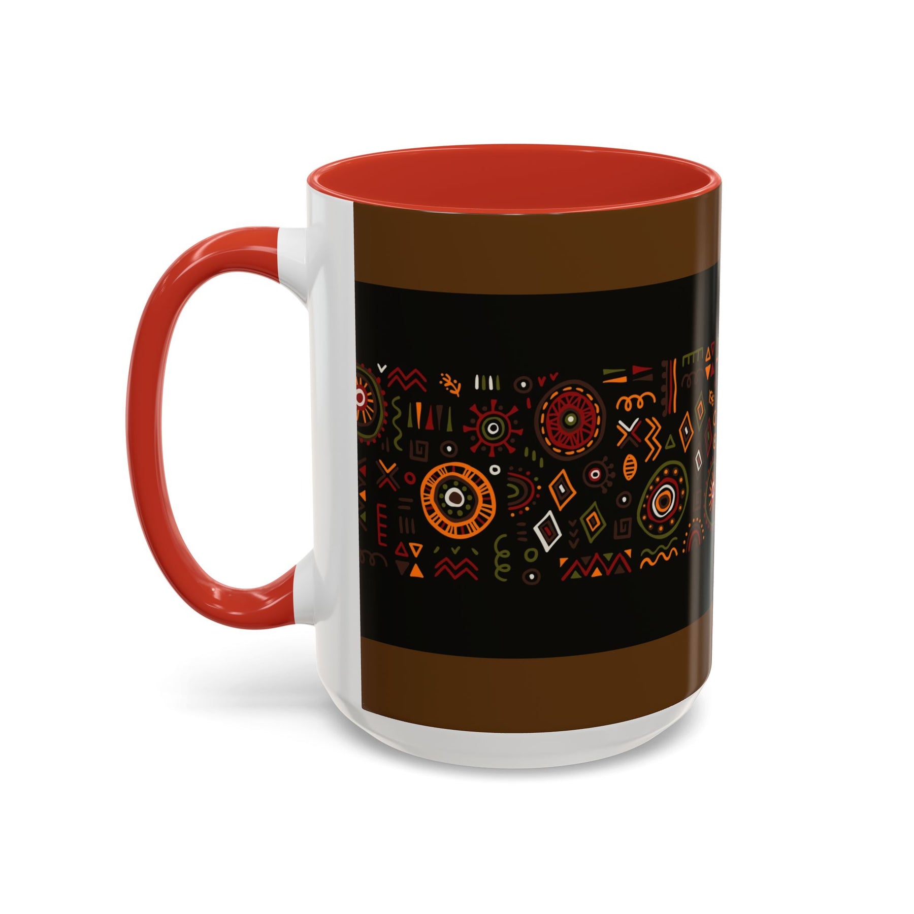 Tribal Ceramic Coffee Mug, Afrocentric Colorful Design, Custom 11oz & 15oz - Ira World Art LLC