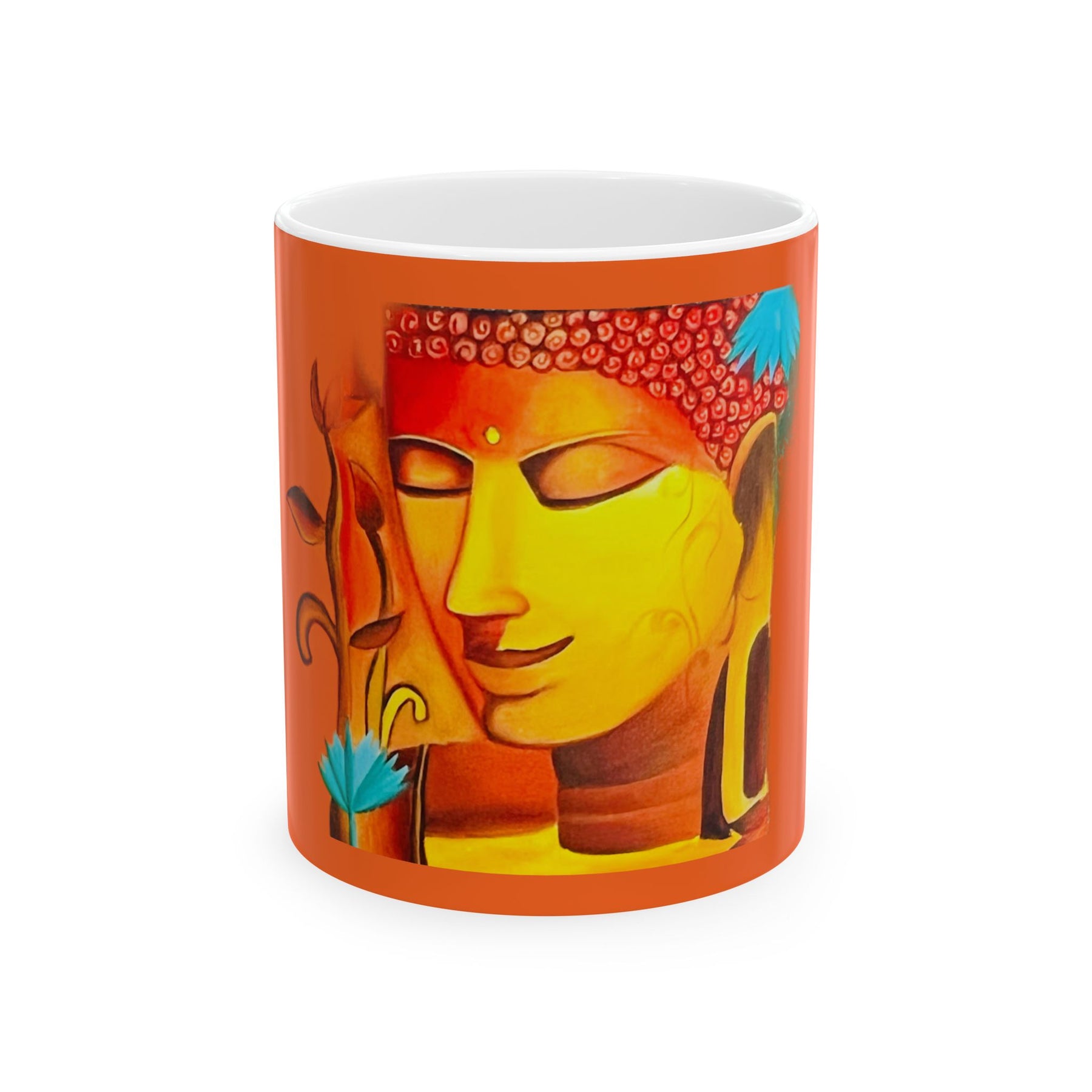 Inspirational 11oz Ceramic Coffee Cup with Colorful Buddha Design, Motivational Yoga Mug - Ira World Art LLC