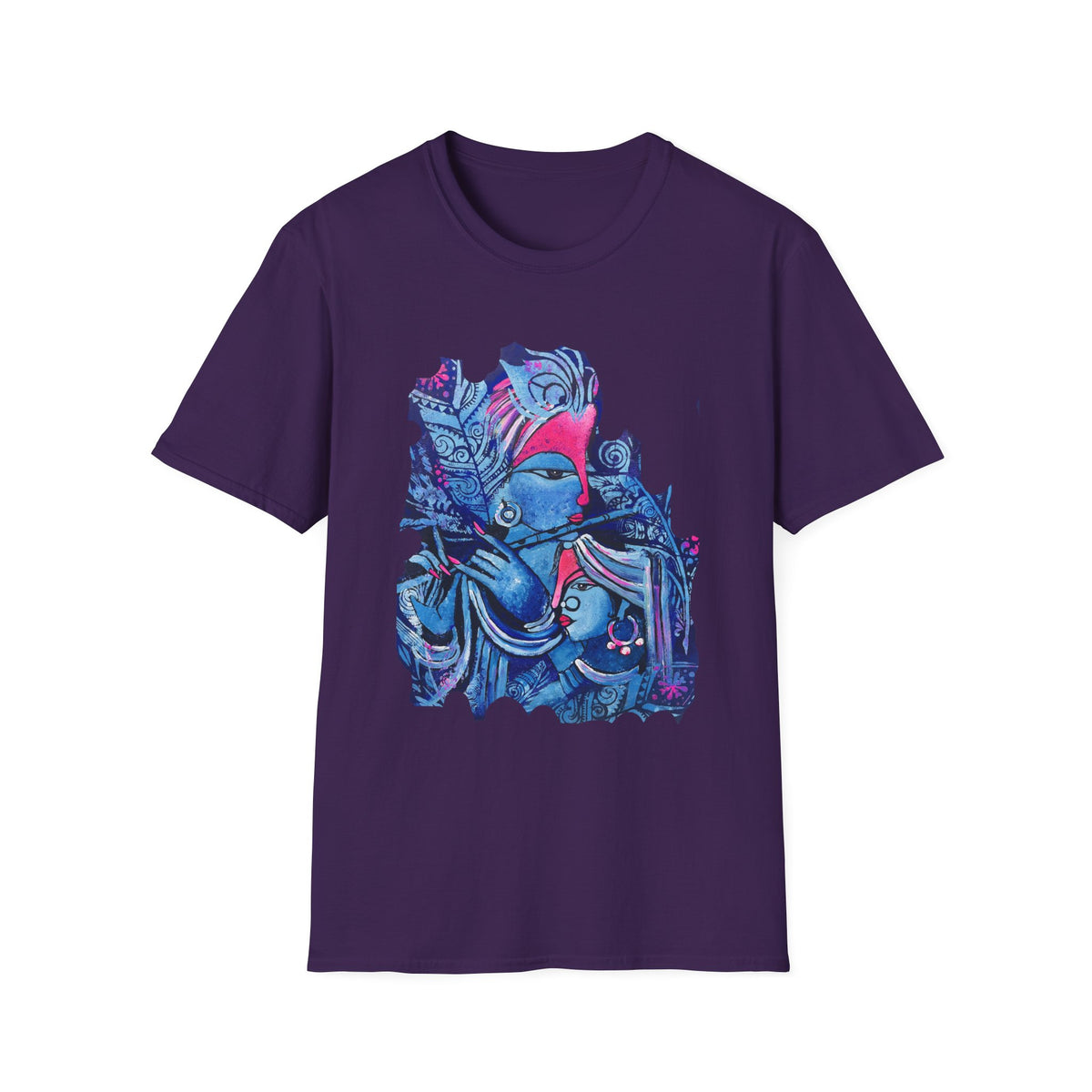 Radha Krishna Painting Print Unisex T-Shirt, Hindu Deity Tee, Spiritual Clothing, Religious Art Shirt, Festival Wear - Ira World Art LLC