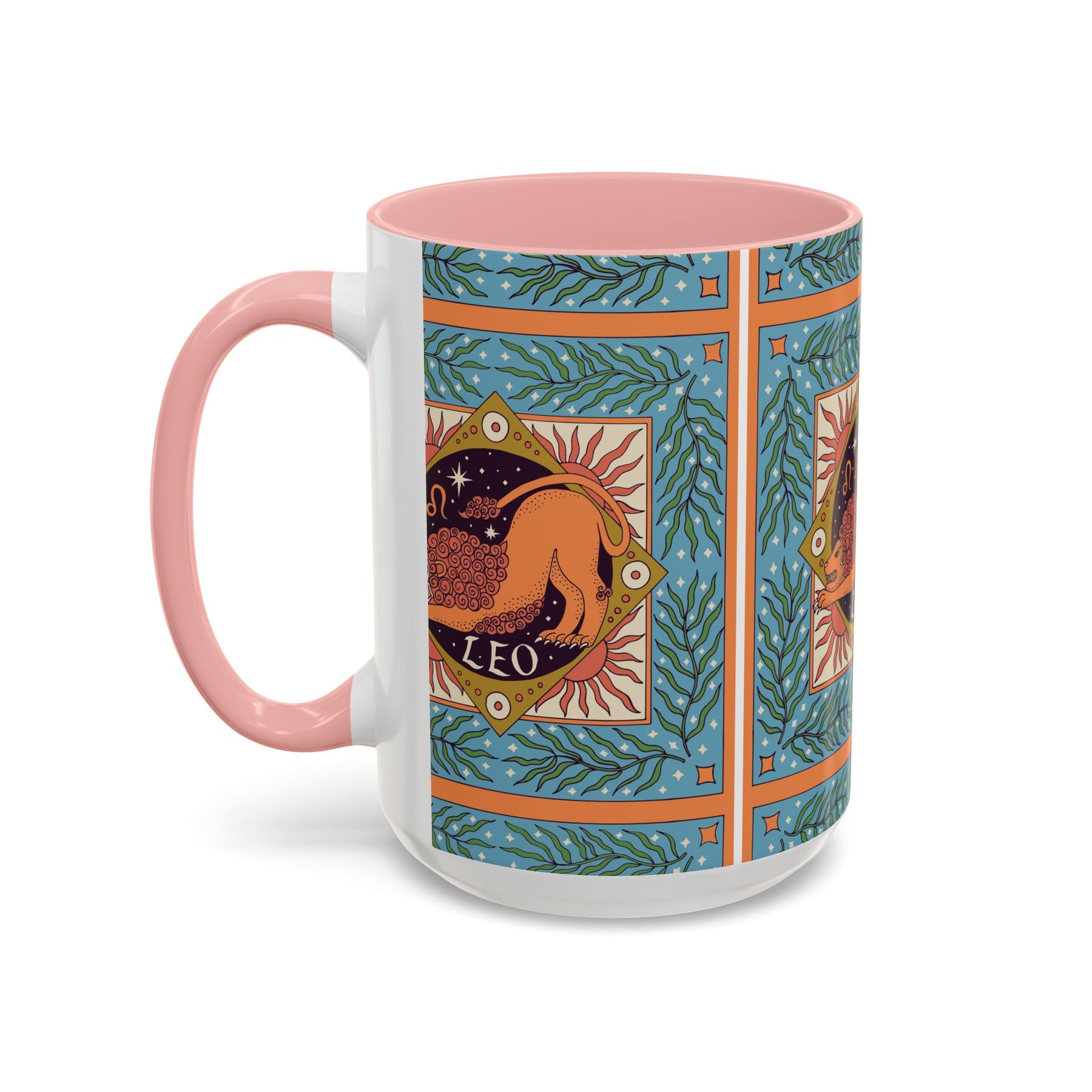 Vibrant Leo Zodiac Coffee Mug, Custom Ceramic 11oz & 15oz Colorful Design - Ira World Art LLC