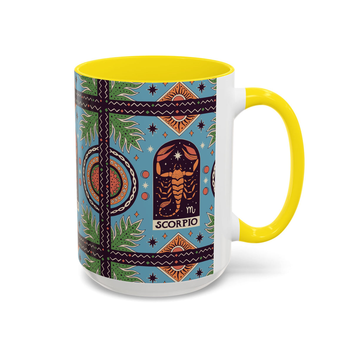 Colorful Scorpio Zodiac Ceramic Mug, Custom 11oz & 15oz Coffee Cup Design - Ira World Art LLC