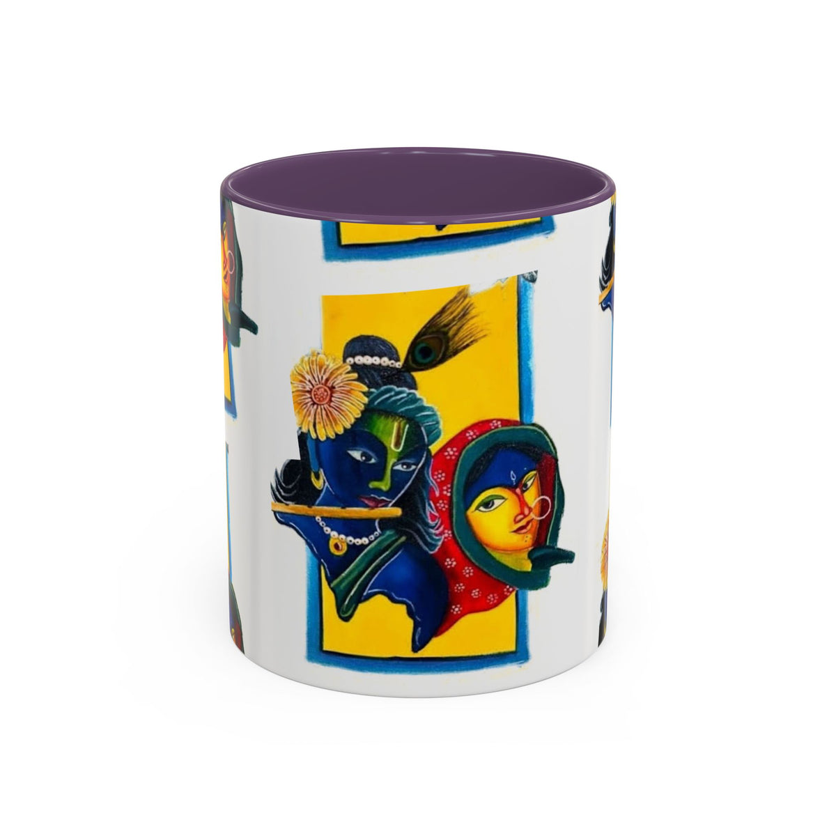 Colorful Ceramic Mug with Unique Hindu Art Design, 11oz & 15oz Aesthetic Gift - Ira World Art LLC