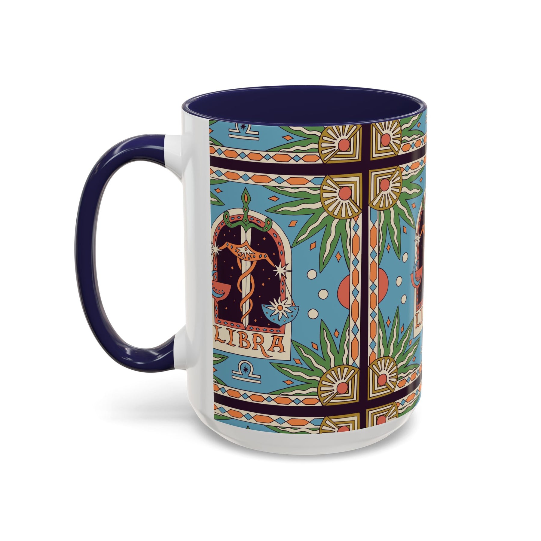 Custom Libra Coffee Mug, Colorful Ceramic 11oz & 15oz Zodiac Design - Ira World Art LLC