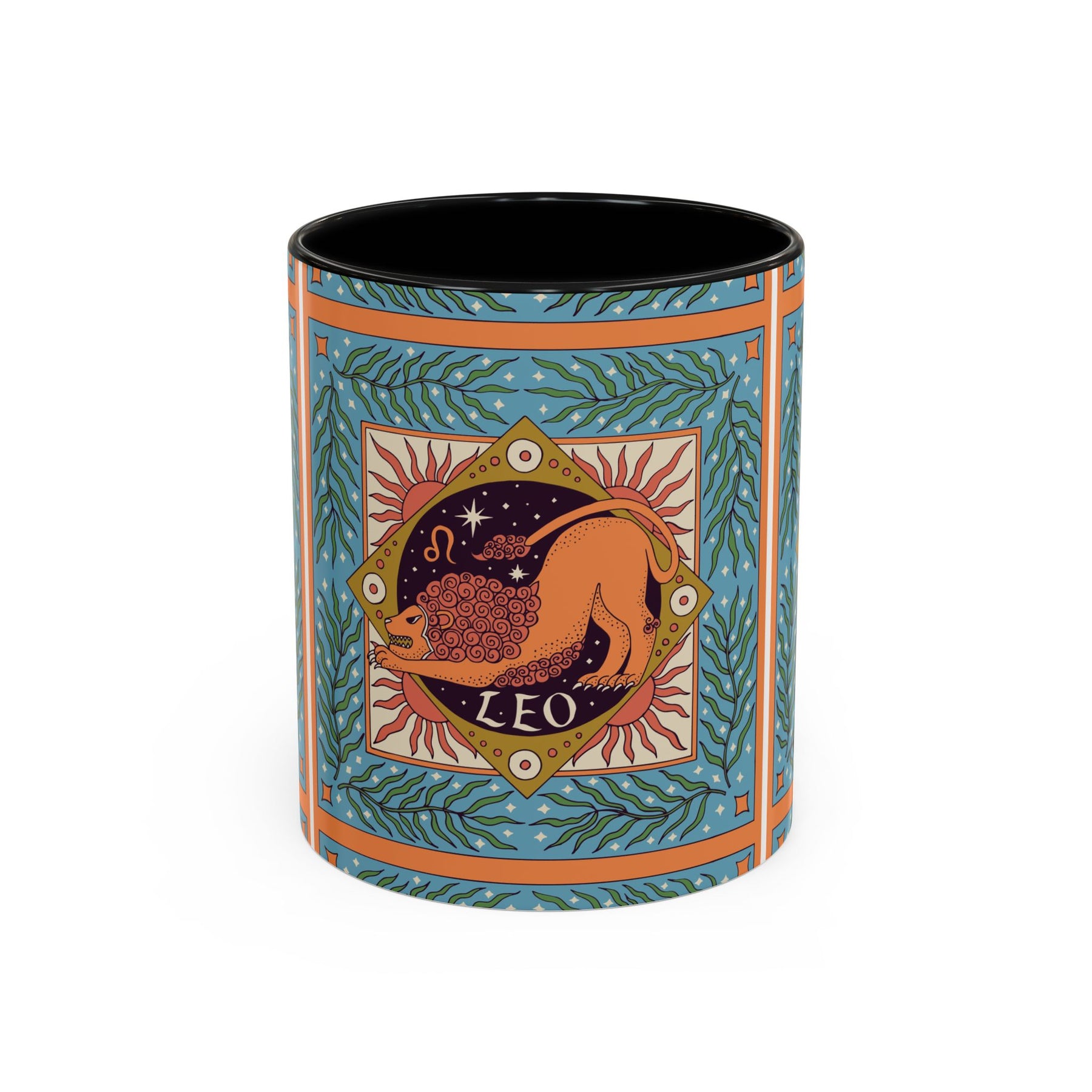 Vibrant Leo Zodiac Coffee Mug, Custom Ceramic 11oz & 15oz Colorful Design - Ira World Art LLC