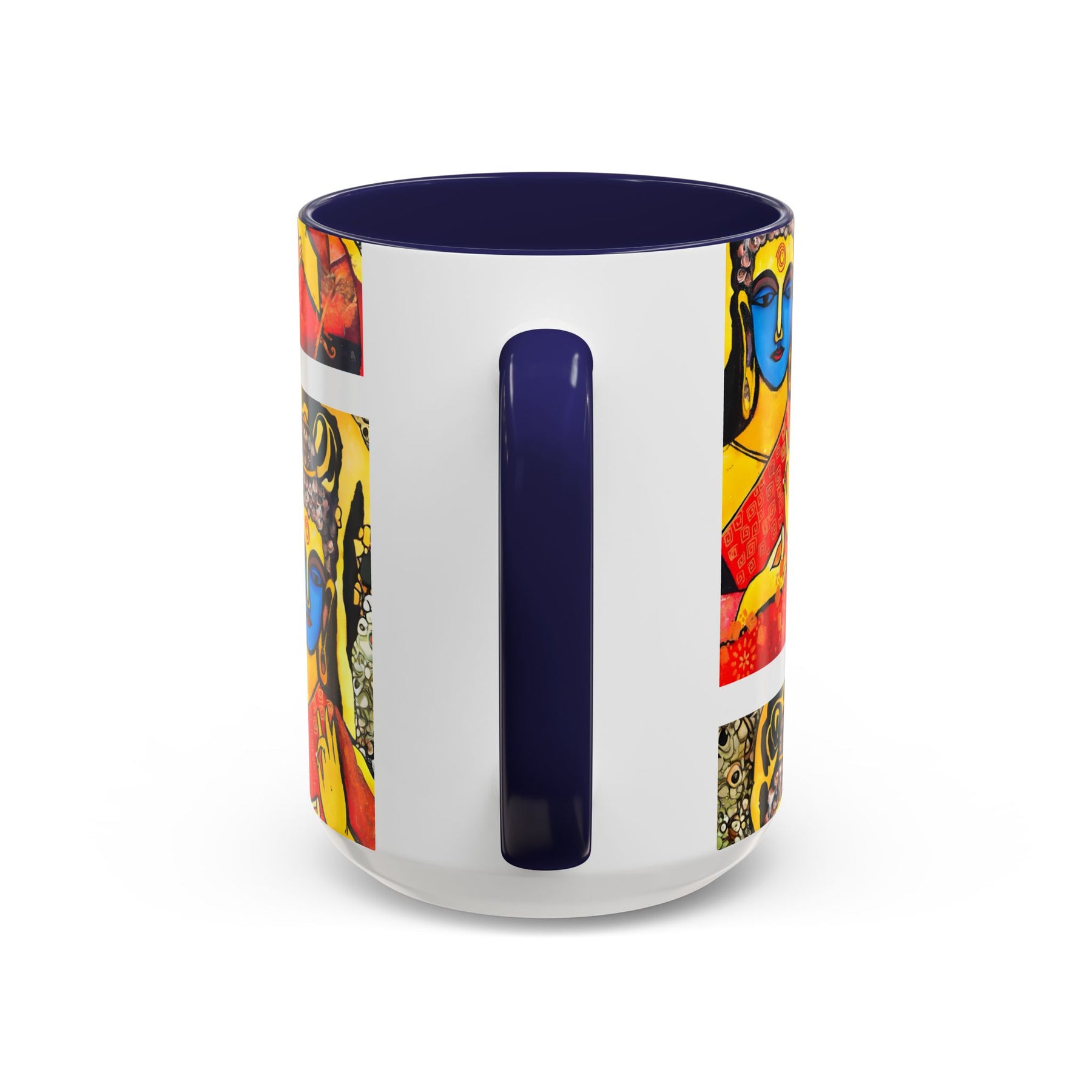 Inspirational Yoga Ceramic Mug, Colorful Buddhist Painting, 11oz & 15oz Unique Coffee Cup - Ira World Art LLC