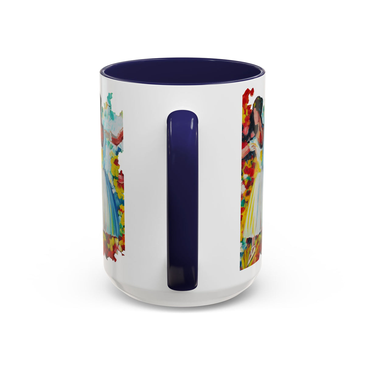 Colorful Ballet Latte Mug, Artistic Ceramic Coffee Cup with Floral Design - Ira World Art LLC