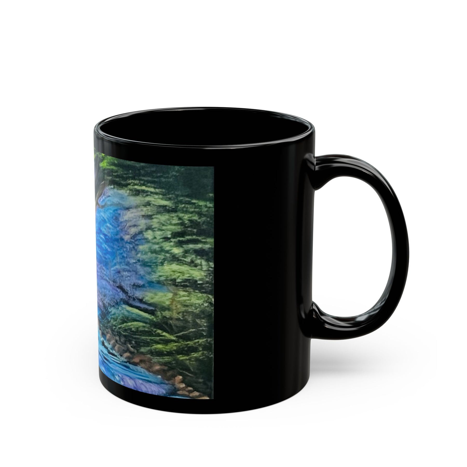 Black Ceramic Coffee Mug, Artistic 11oz & 15oz Aesthetic Birthday Gift - Ira World Art LLC