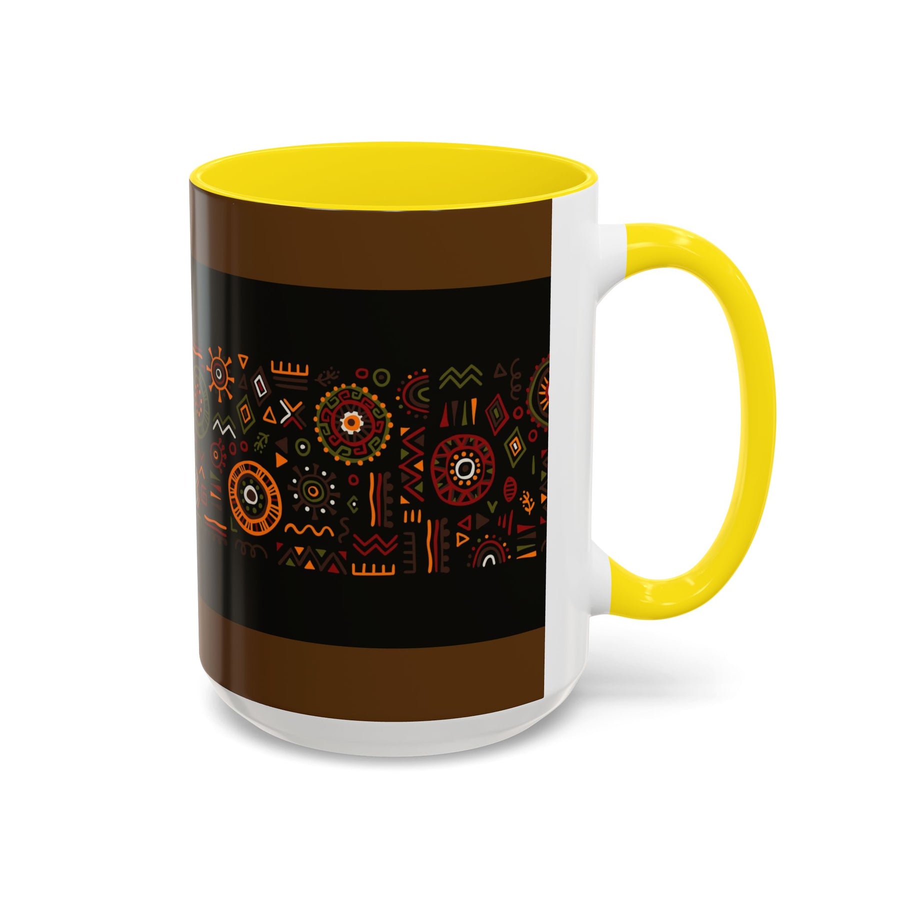 Tribal Ceramic Coffee Mug, Afrocentric Colorful Design, Custom 11oz & 15oz - Ira World Art LLC