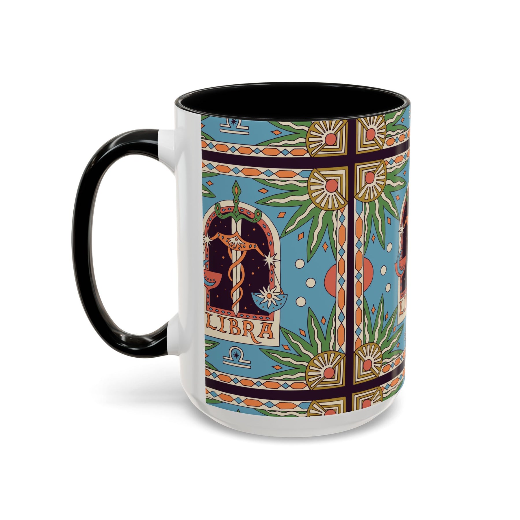 Custom Libra Coffee Mug, Colorful Ceramic 11oz & 15oz Zodiac Design - Ira World Art LLC