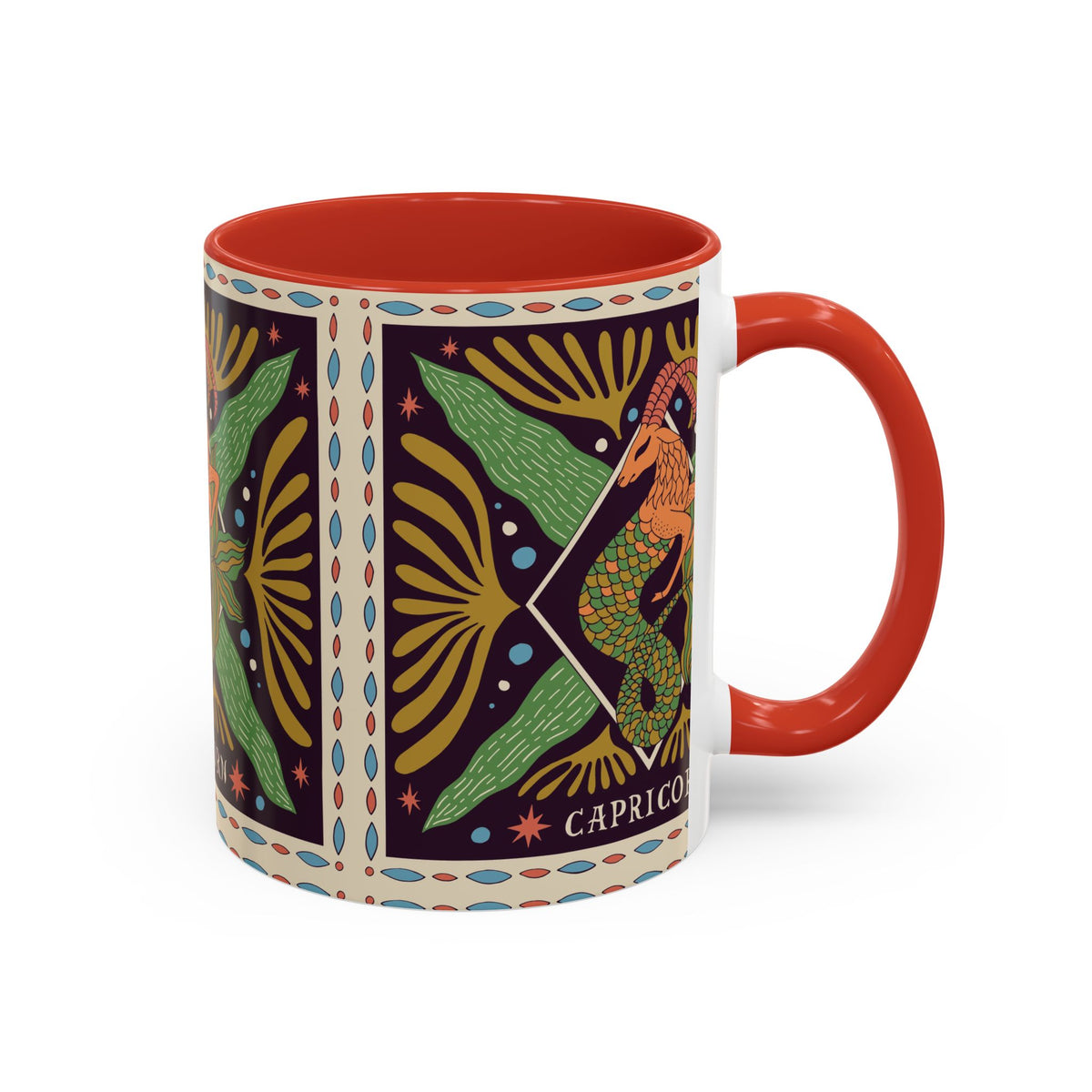 Colorful Capricorn Mug, Custom Ceramic Coffee Cup 11oz & 15oz Zodiac Design - Ira World Art LLC