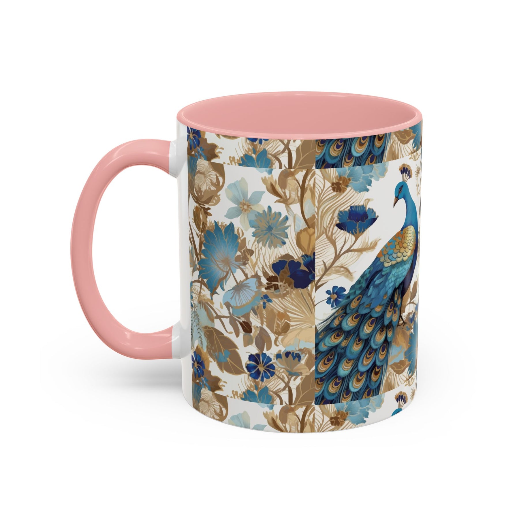 Elegant Peacock Ceramic Coffee Mug, Colorful 11oz & 15oz Custom Design - Ira World Art LLC