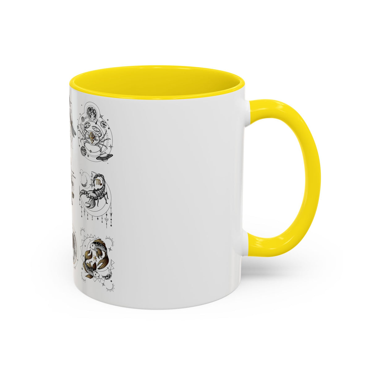 Zodiac Accent Ceramic Coffee Mug with Vibrant Horoscope Design 11oz & 15oz - Ira World Art LLC