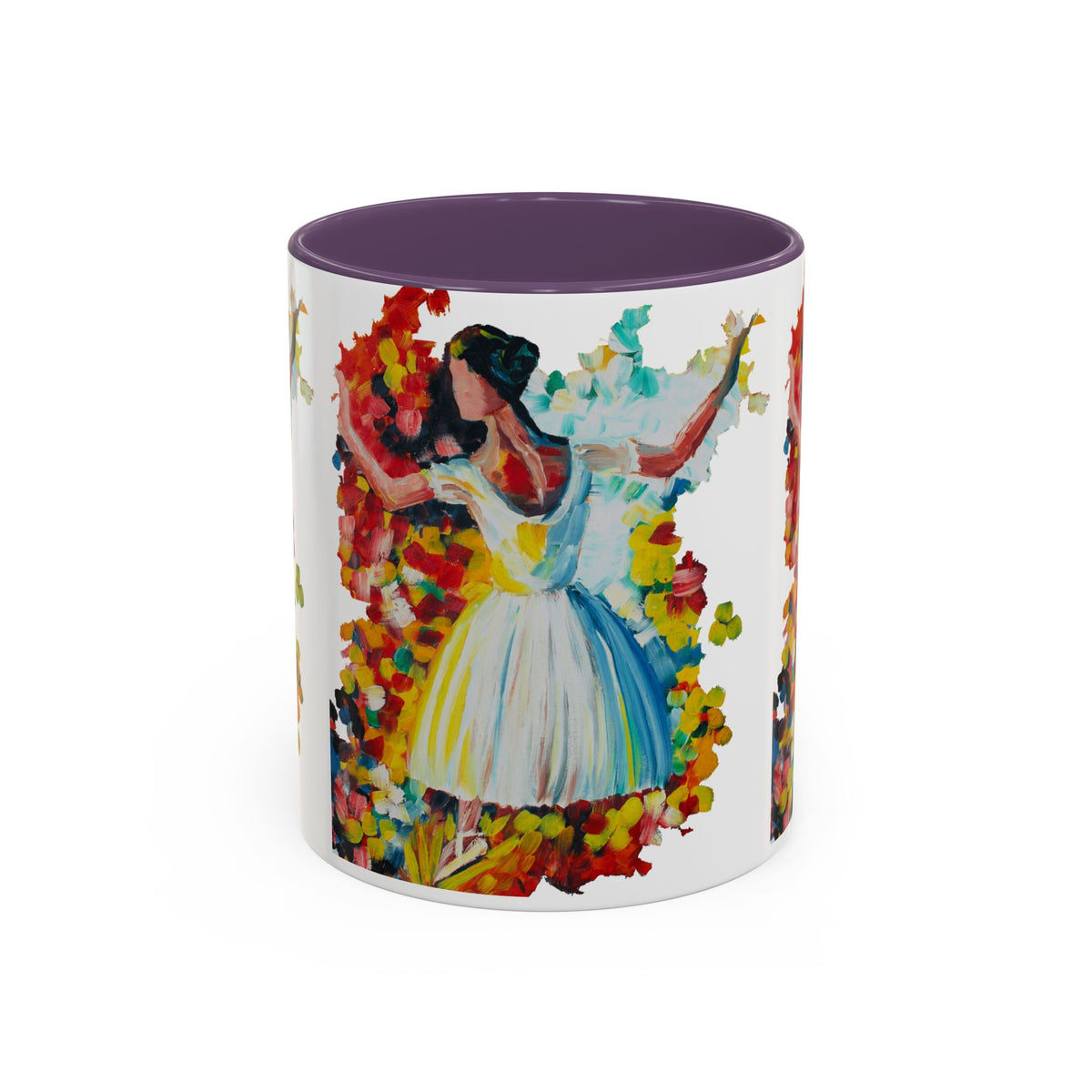 Colorful Ballet Latte Mug, Artistic Ceramic Coffee Cup with Floral Design - Ira World Art LLC