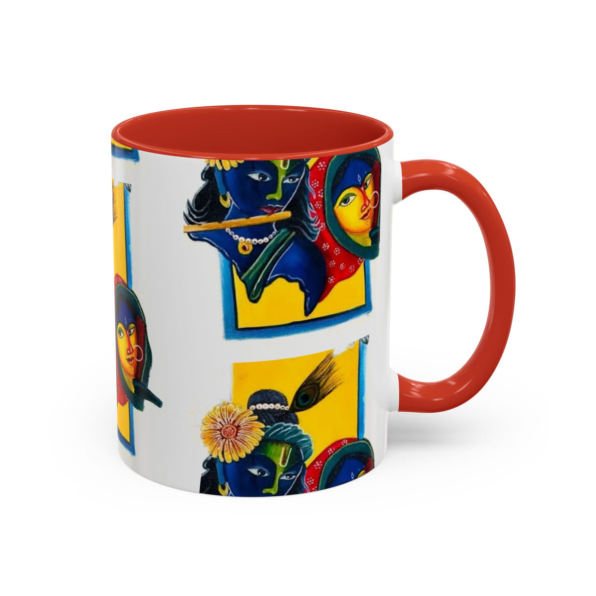Colorful Ceramic Mug with Unique Hindu Art Design, 11oz & 15oz Aesthetic Gift - Ira World Art LLC