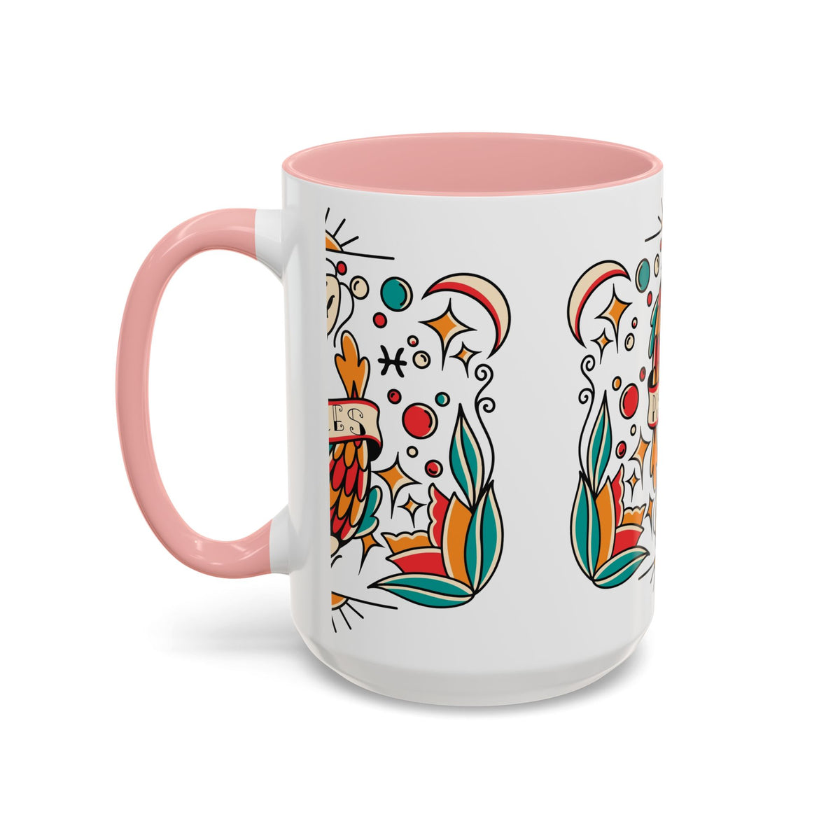 Colorful Pisces Zodiac Mug, Painted Ceramic 11oz Unique Coffee Cup - Ira World Art LLC