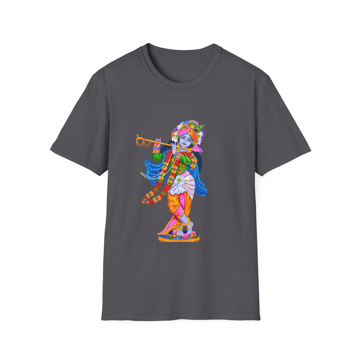 Krishana Tees - Spiritual Unisex Softstyle T-Shirt, Hindu God Tee, Religious Clothing, Meditation Shirt, Yoga Outfit - Ira World Art LLC