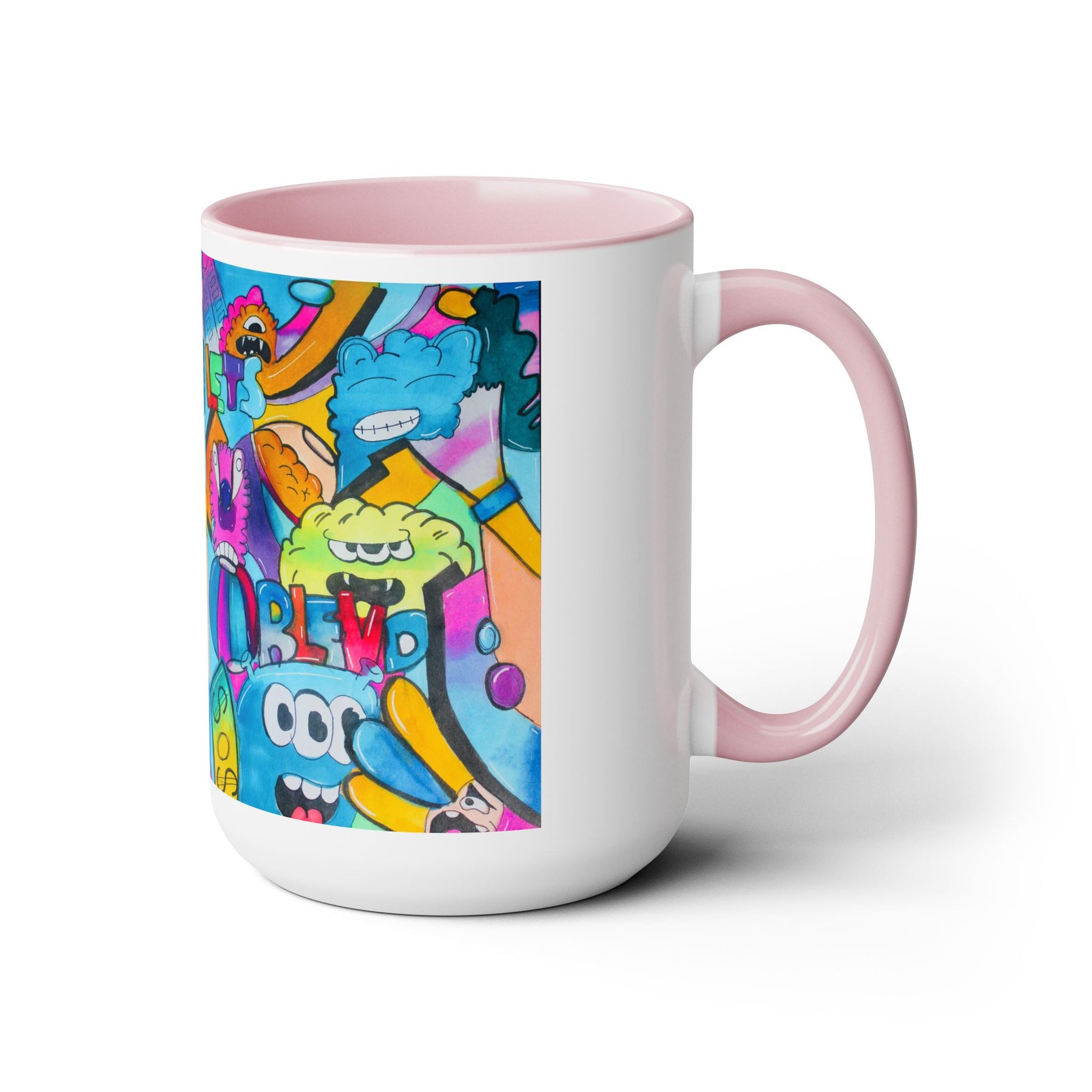 Colorful Two-Tone 15oz Kids Mug with Durable Ceramic, School & Toddler Design - Ira World Art LLC