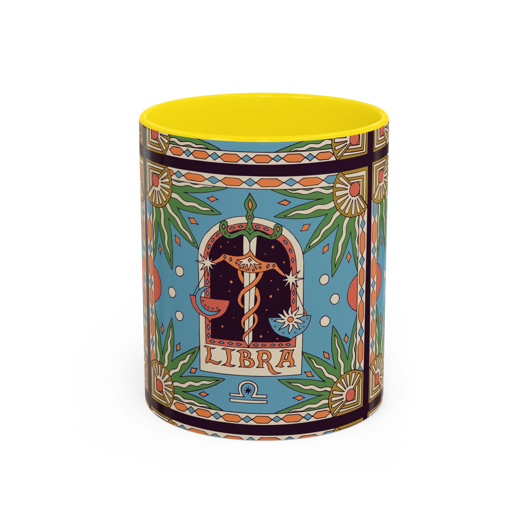 Custom Libra Coffee Mug, Colorful Ceramic 11oz & 15oz Zodiac Design - Ira World Art LLC