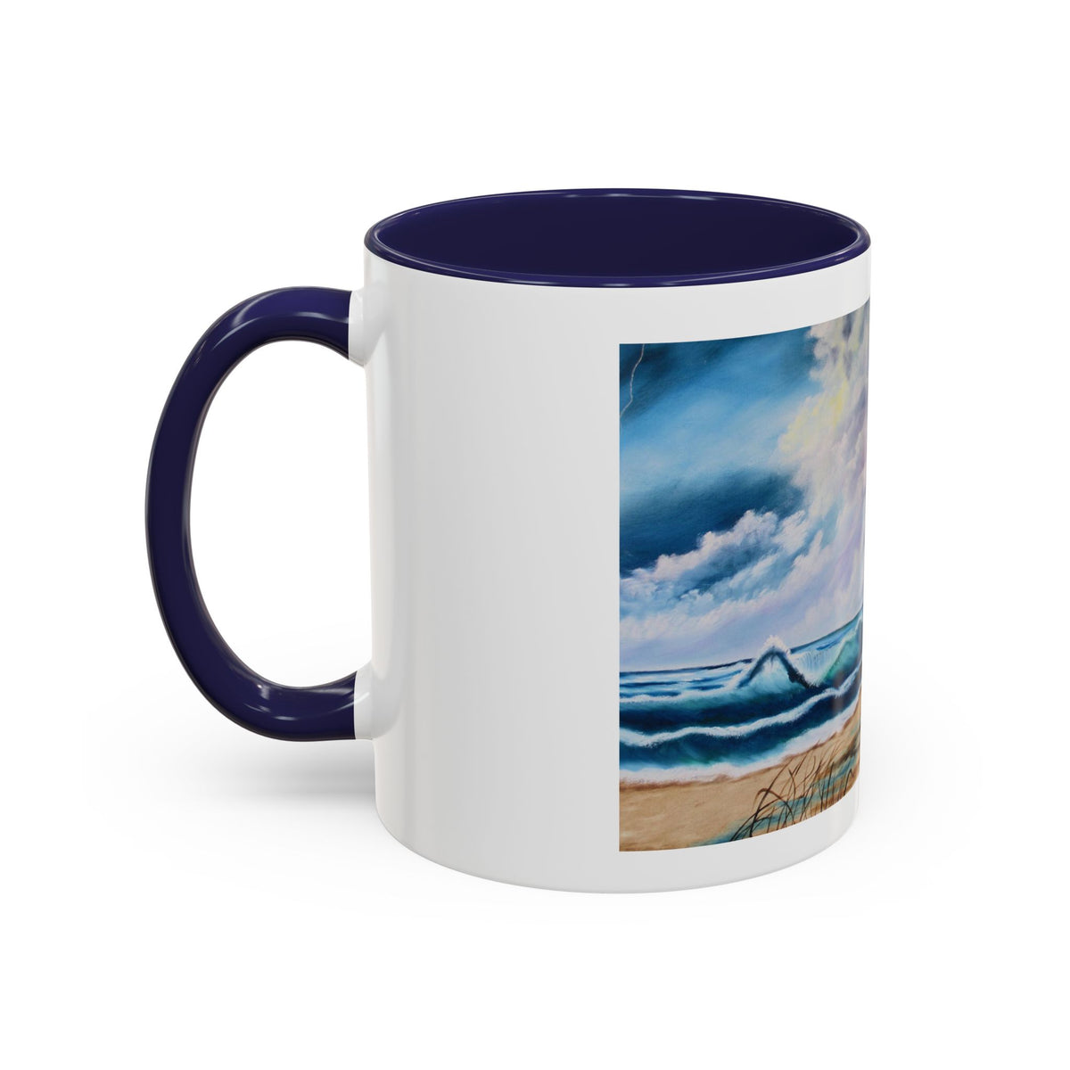 Accent Coffee Mug, 11oz | Accent mug | White blue mug | Outdoor Mug| See View Mug - Ira World Art LLC