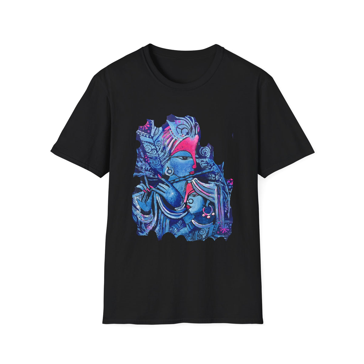 Radha Krishna Painting Print Unisex T-Shirt, Hindu Deity Tee, Spiritual Clothing, Religious Art Shirt, Festival Wear - Ira World Art LLC