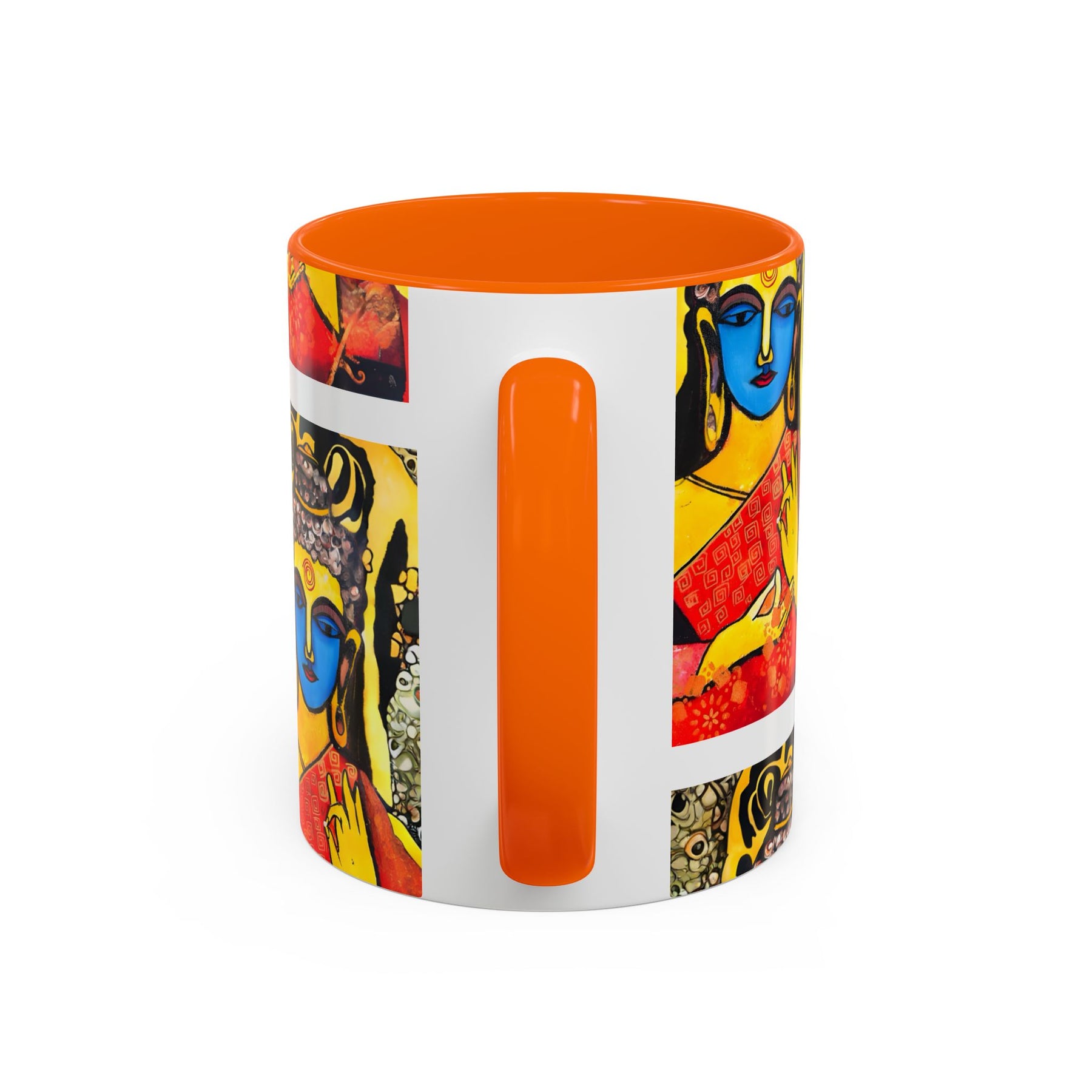 Inspirational Yoga Ceramic Mug, Colorful Buddhist Painting, 11oz & 15oz Unique Coffee Cup - Ira World Art LLC
