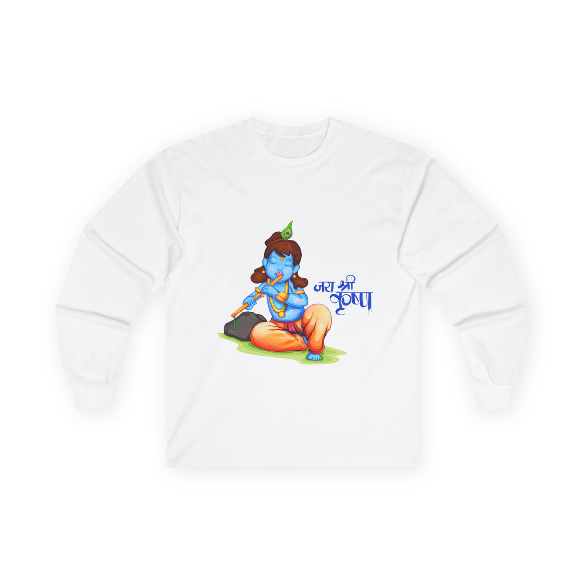 Krishna Full Sleeves T-Shirt, Lord Krishna Graphic Tee, Unisex Long Sleeve Shirt, Spiritual Clothing, Religious Apparel - Ira World Art LLC