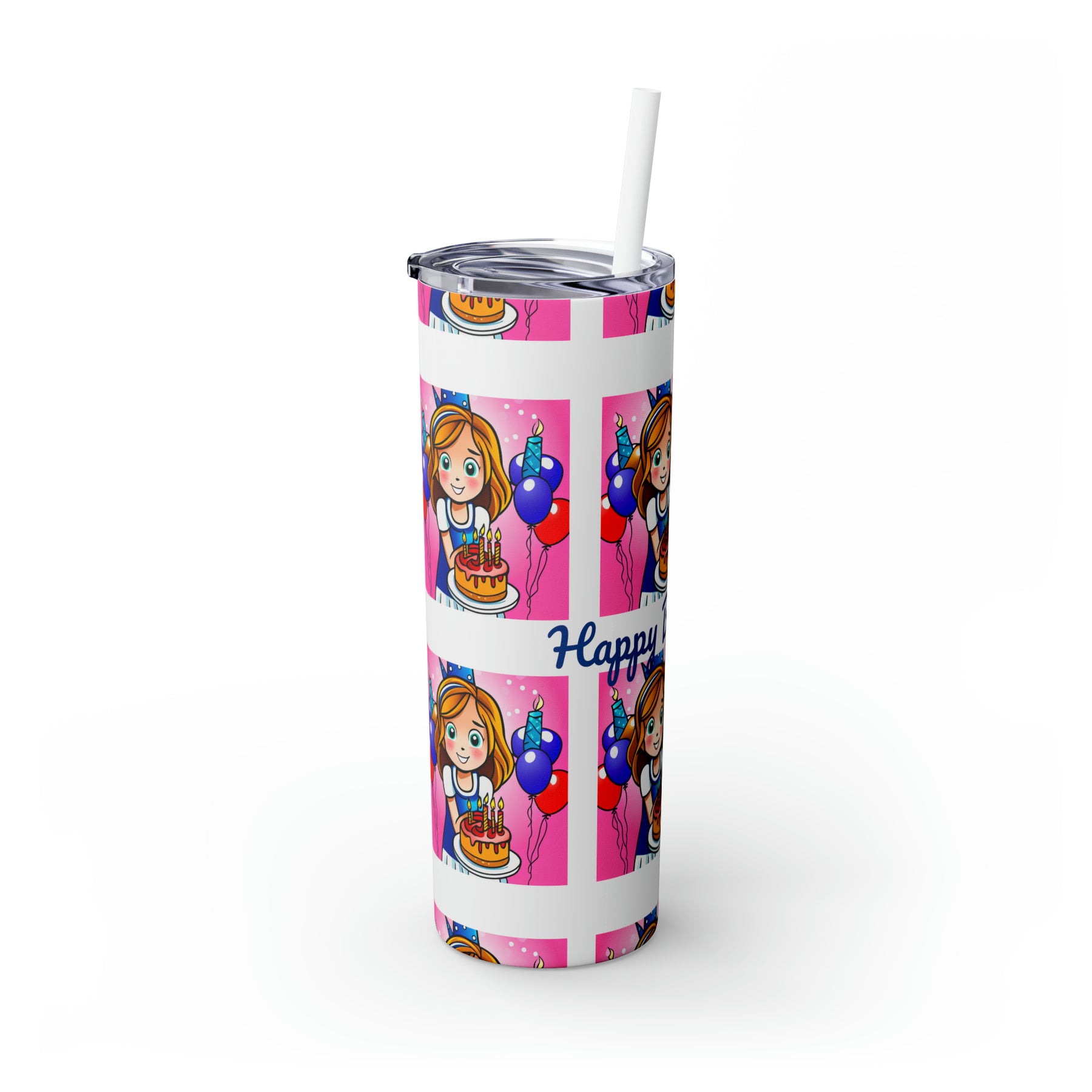 Stylish 20oz Birthday Skinny Tumbler with Straw - Ira World Art LLC